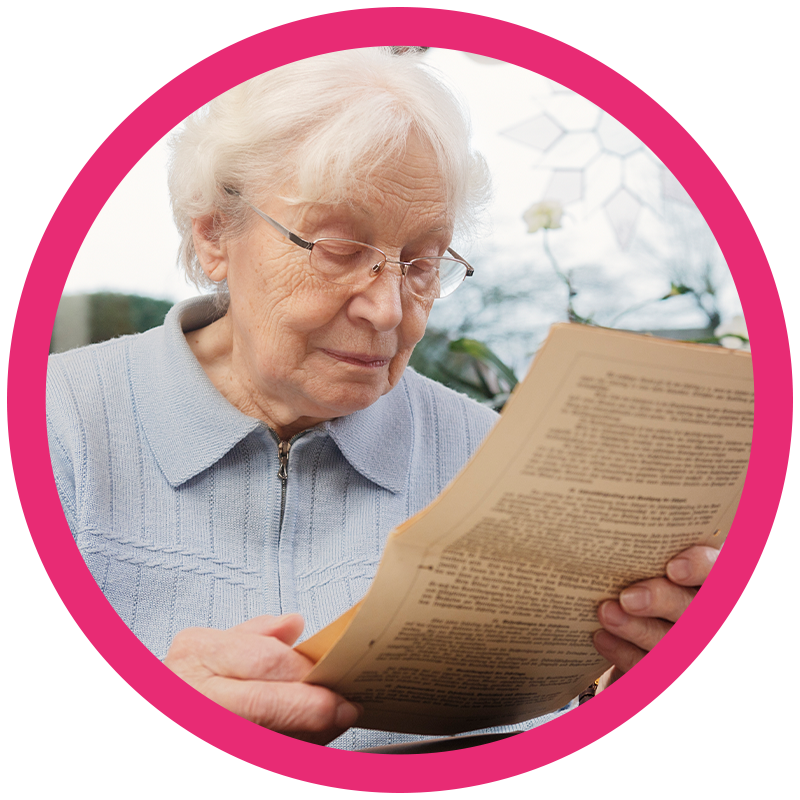 Elderly lady reader her blog